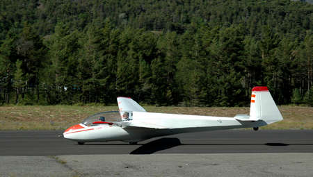 A sailplane is going to landの写真素材