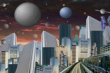 futuristic cityscapeの写真素材