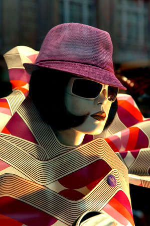 woman with a hat, sunglass and a reto styleの写真素材