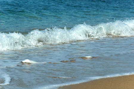detail of waves arriving on a beach