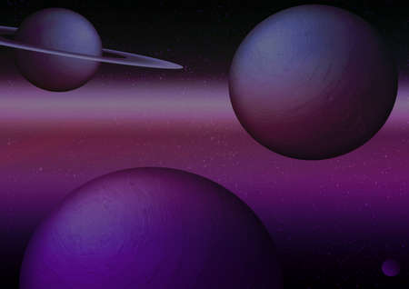 few planets in the spaceの写真素材