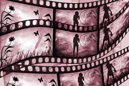 Grungy film with attractive womenの写真素材