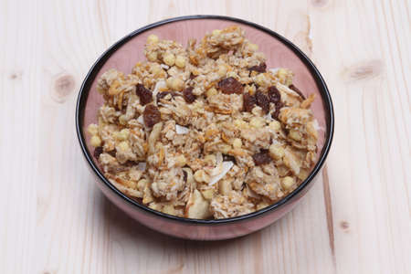 breakfast with cereals and muesliの写真素材