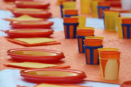 birthday cups preparation の写真素材