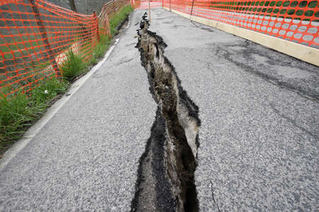 the landslide after the earthquakeの写真素材