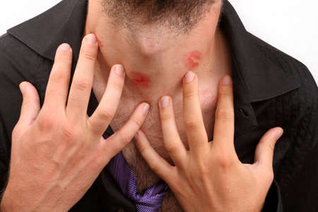 kisses on the neck with lipstick