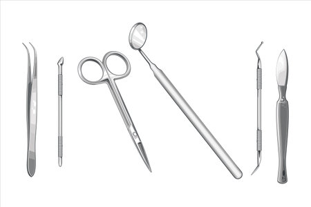 Tooth Equipment Illustration, Dental Supplis, Dentist Vector Illustration, Oral Careのイラスト素材