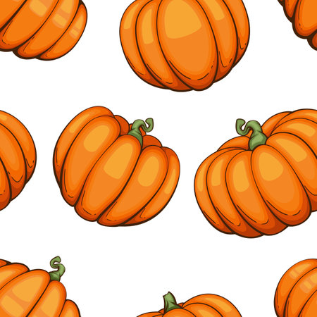 Thanksgiving Seamless pattern with pumpkins. Thanksgiving Background. Pumpkin Seamless Backgroundのイラスト素材