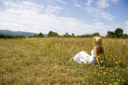 girl in the fieldの写真素材