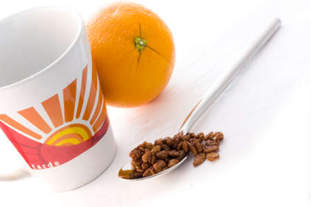 breakfast cereal and cupの写真素材