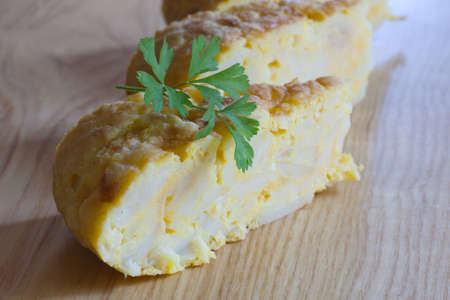 omelette and egg Spanish omeletの写真素材