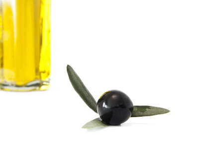 fresh olive oil bottle isolatedの写真素材