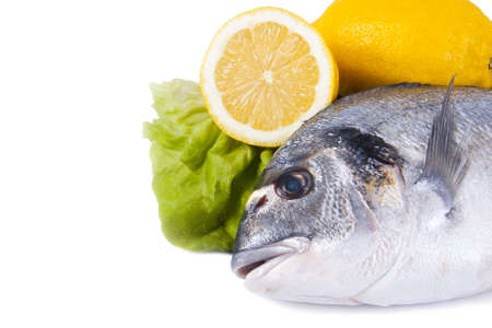 fresh raw fish with white backgroundの写真素材