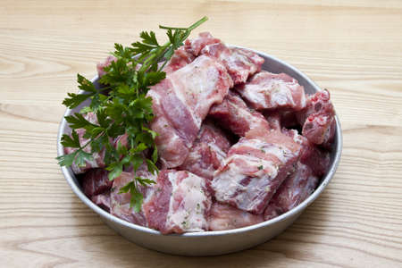 tray of red meat for barbecue