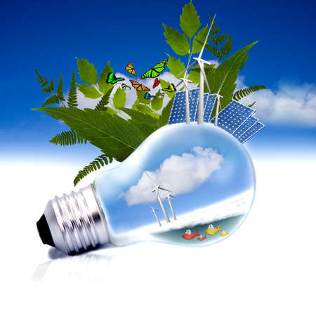 typesetting and bulb assembly with nature, ecology concept