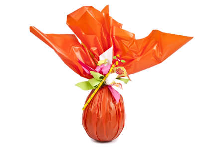 easter eggs wrapped gift, isolated on white background
