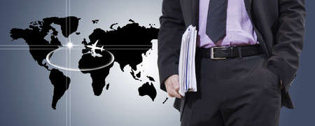 businessman with world map, businessの写真素材