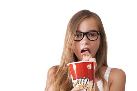 girl with popcornの写真素材