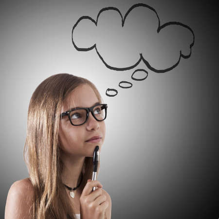 girl thinking with cloud