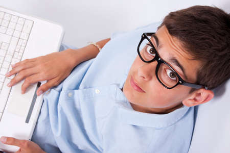 young computer with computer