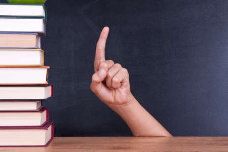 finger raisedの写真素材