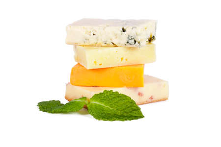 cheese in portions isolated on white background
