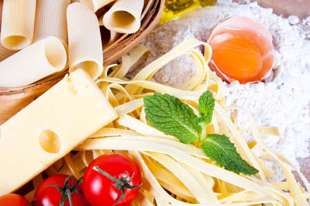 fresh pasta with natural foods balanced dietの写真素材