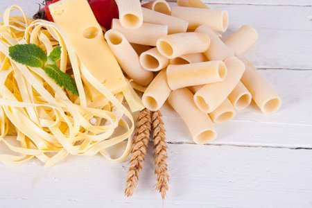 fresh pasta with natural foods balanced dietの写真素材