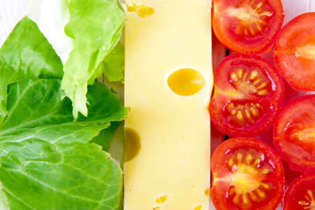 italy flag with typical food of the regionの写真素材