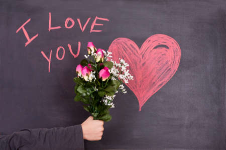 "I love you" written on board の写真素材