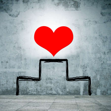 red heart on the top spot of the podiumの写真素材