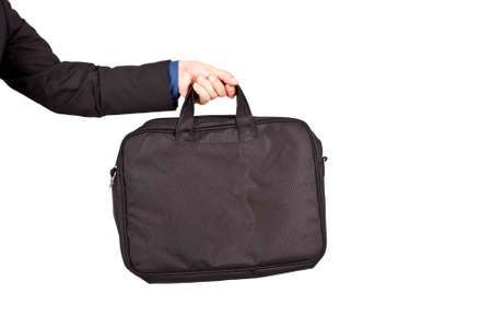 businessman with suitcase isolated on white background