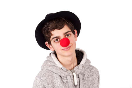 closeup portrait of young teenage girl with clown costume
