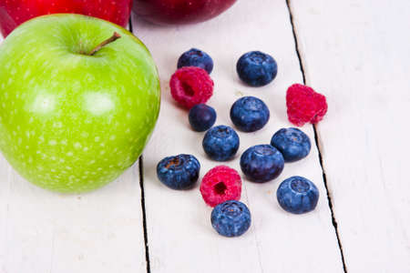 fresh fruit on white background, healthy meal