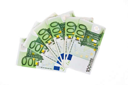 Euro banknotes isolated on white background, currencies