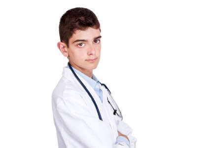 young doctor with stethoscope, people and professionsの写真素材