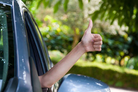 pilot's hand with ok sign, vintage effectの写真素材