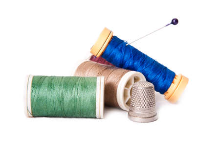 sewing threads isolated on the white background