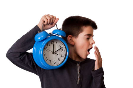 child waking up with alarm clock