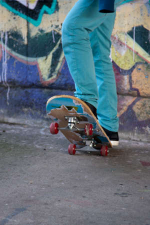 girl with skateboard in the city