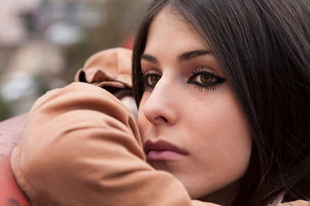 portrait of young girl outdoorsの写真素材