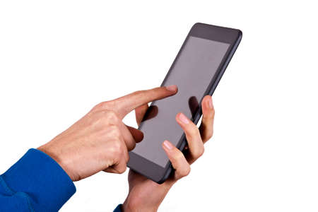 hands with mobile tablet