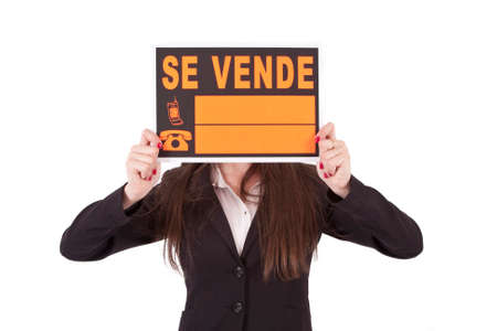 poster girl sells isolatedの写真素材