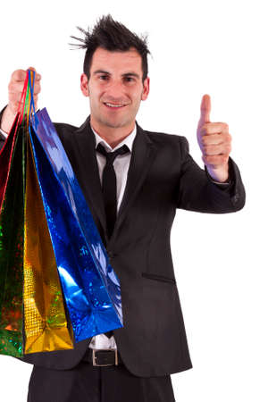 man wearing suit and buying ok signの写真素材