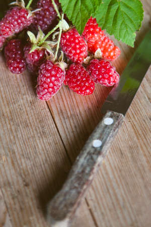 fresh red raspberries recent vintageの写真素材