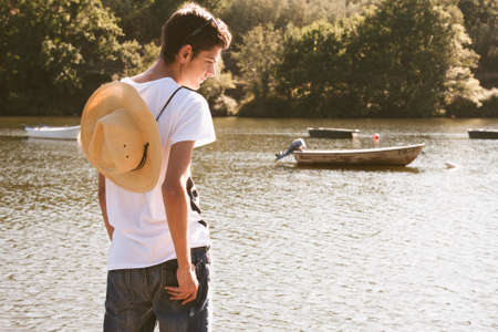 modern young teenager outdoorsの写真素材