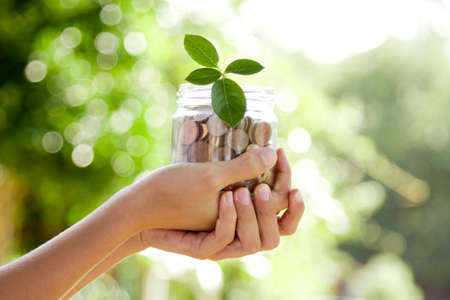 hands with coins saving concept