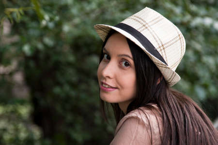 young girl outdoorsの写真素材