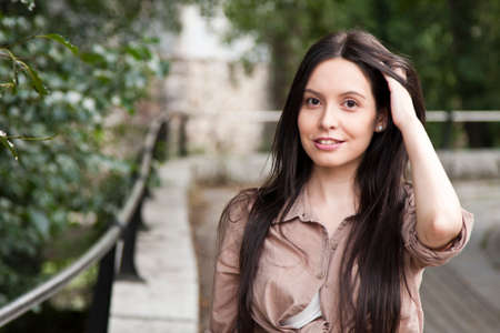 young girl outdoorsの写真素材