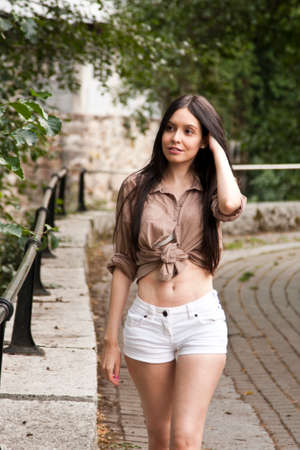 young girl outdoorsの写真素材